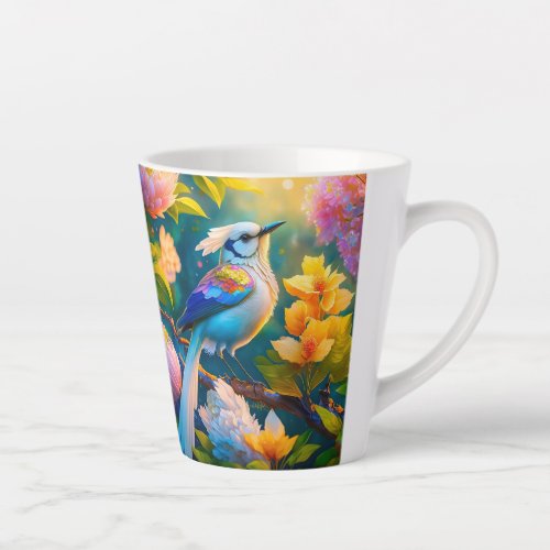 Rainbow Winged Jay Fantasy Bird Latte Mug