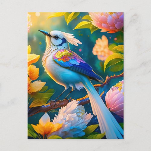 Rainbow Winged Jay Fantasy Bird Postcard