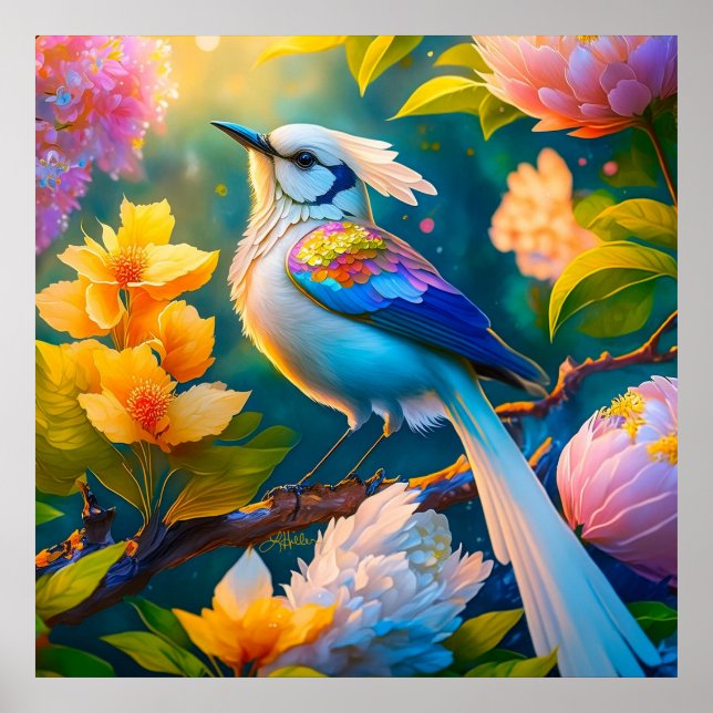 Rainbow Winged Jay Fantasy Bird Poster (Front)