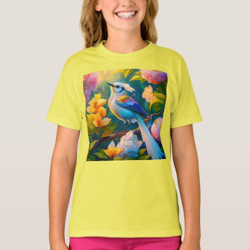 Rainbow Winged Jay Fantasy Bird T_Shirt