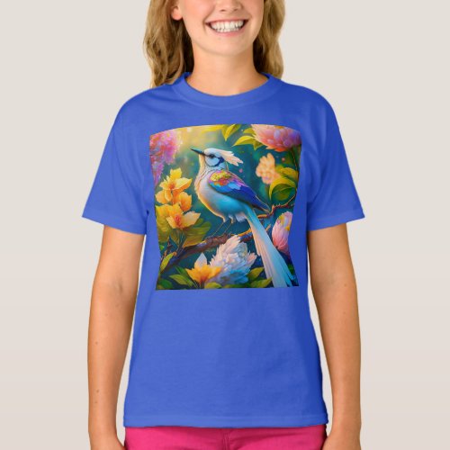 Rainbow Winged Jay Fantasy Bird T_Shirt