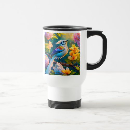 Rainbow Winged Jay Fantasy Bird Travel Mug