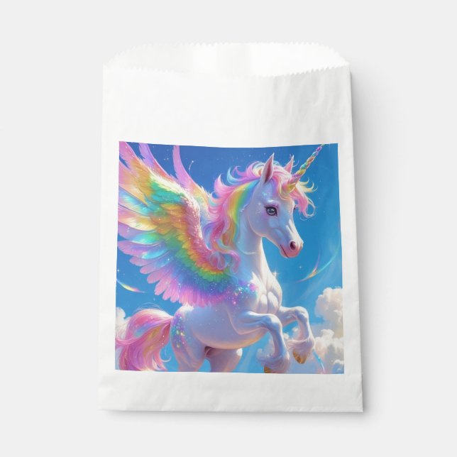 Rainbow Winged Prancing Unicorn Favor Bag (Front)