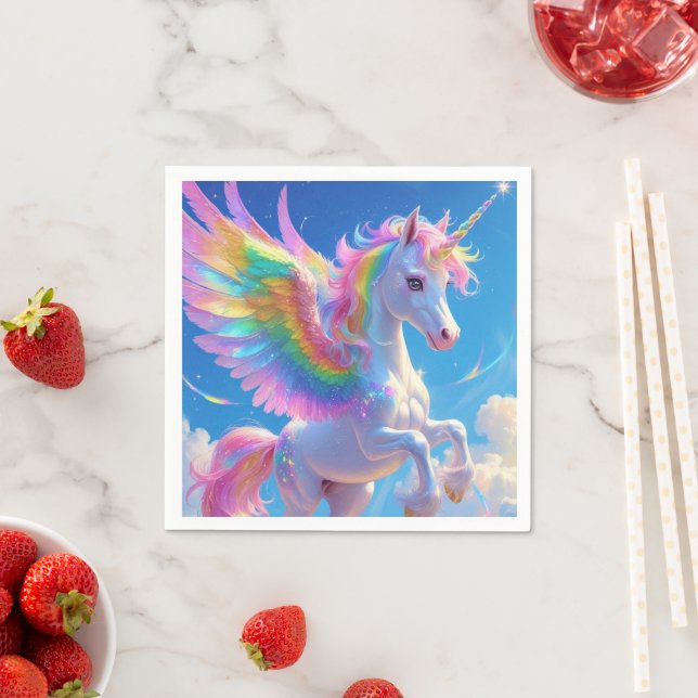 Rainbow Winged Prancing Unicorn  Napkins (Insitu)