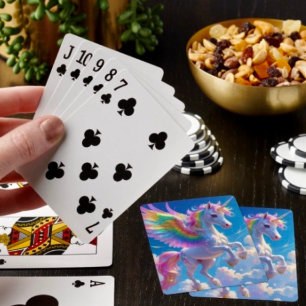 Rainbow Winged Prancing Unicorn Poker Cards