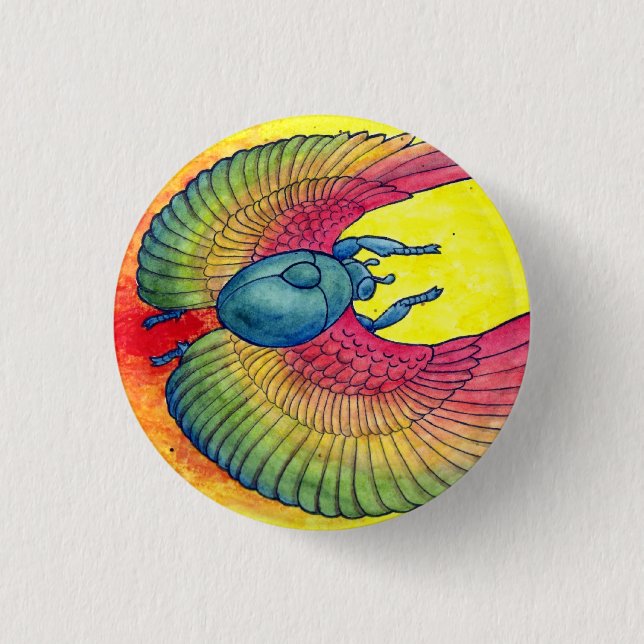 Rainbow Winged Scarab Button (Front)