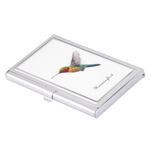 Rainbow Wings: Vibrant Hummingbird Art, custom Business Card Case