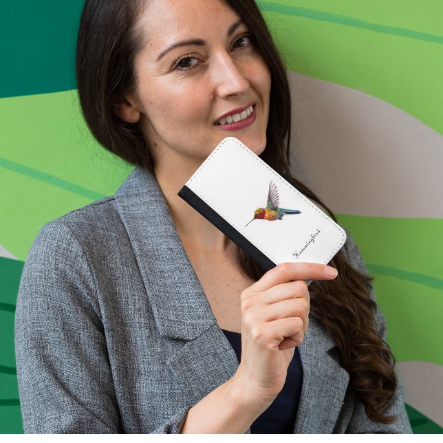 Rainbow Wings: Vibrant Hummingbird Art, custom  iPhone Wallet Case (Creator Uploaded)