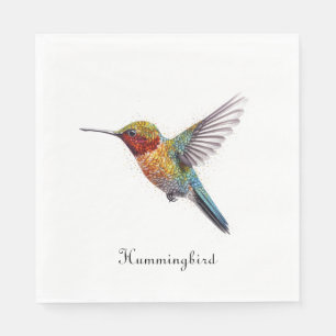 Rainbow Wings: Vibrant Hummingbird Art, custom Napkins