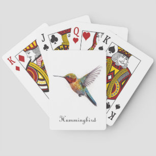 Rainbow Wings: Vibrant Hummingbird Art, custom Poker Cards