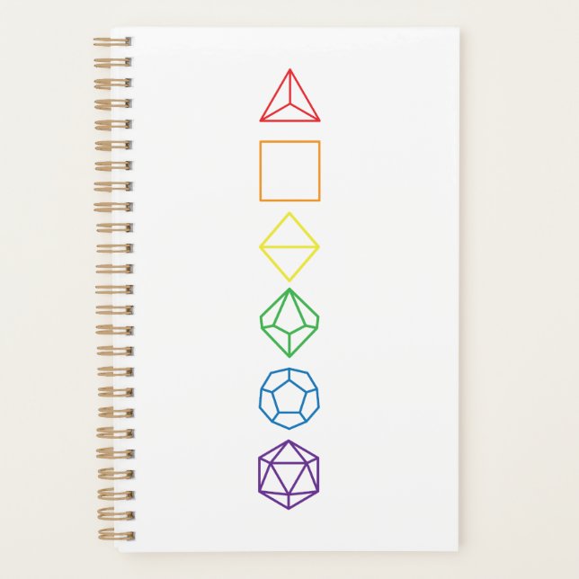 Rainbow Wireframe Dice Planner (Front)