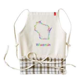 Rainbow Wisconsin map Zazzle HEART Apron