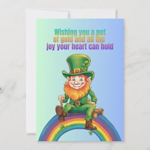 Rainbow Wishes A Pot of Gold  Joy _St Patricks Invitation