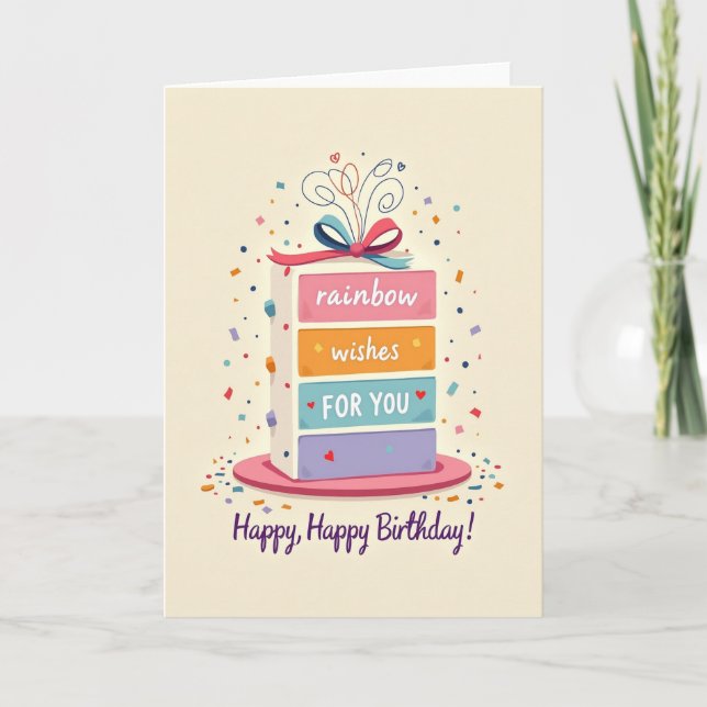 Rainbow Wishes Birthday Card (Front)