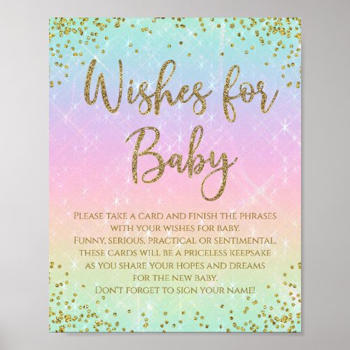 Rainbow Wishes For Baby Baby Shower Game Poster