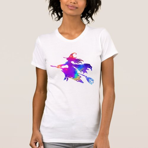 Rainbow Witch on a Magic Broom T_Shirt