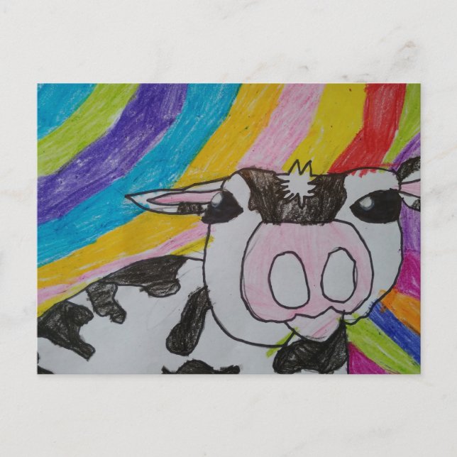 Rainbow with a Holstein Cow Postcard (Front)
