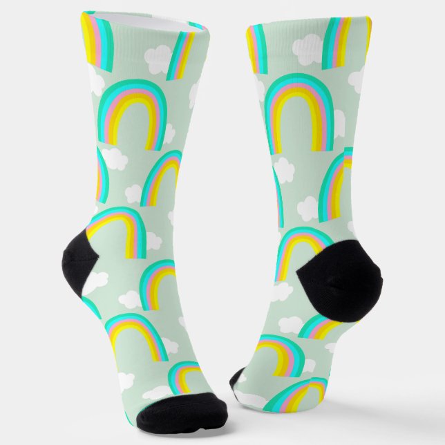 Rainbow with Cloud Blue Socks (Angled)