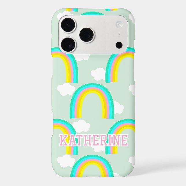 Rainbow with Cloud Light Blue Iphone Case (Back)