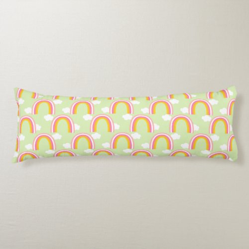 Rainbow with Cloud Light Green Body Pillow