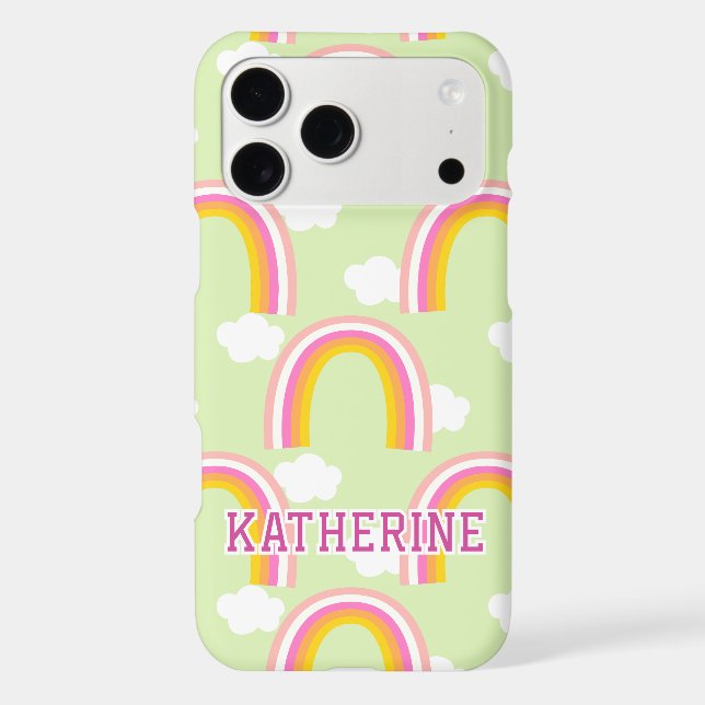Rainbow with Cloud Light Green iPhone Case (Back)