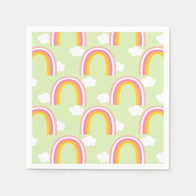 Rainbow with Cloud Light Green Napkins (Front)