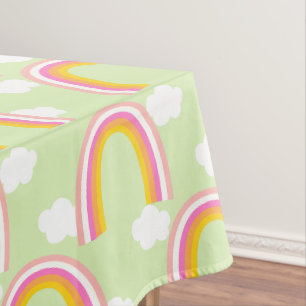 Rainbow with Cloud Light Green Tablecloth