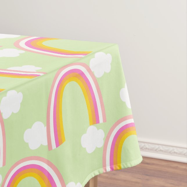 Rainbow with Cloud Light Green Tablecloth (In Situ)