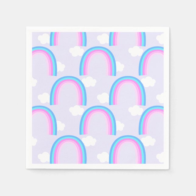 Rainbow with Cloud Light Purple Napkins (Front)