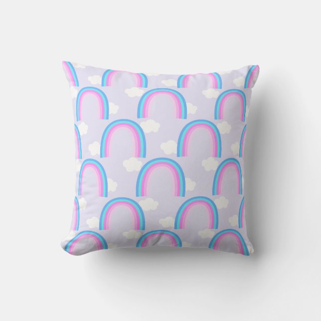 Rainbow with Cloud Light Purple Throw Pillow (Front)