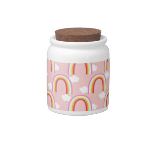 Rainbow with Cloud Pink Candy Jar