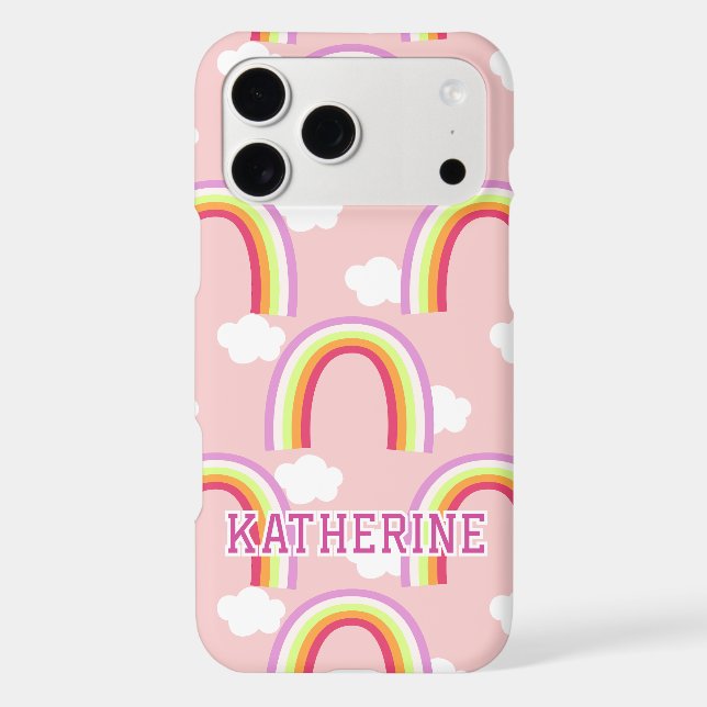 Rainbow with Cloud Pink iPhone Case (Back)