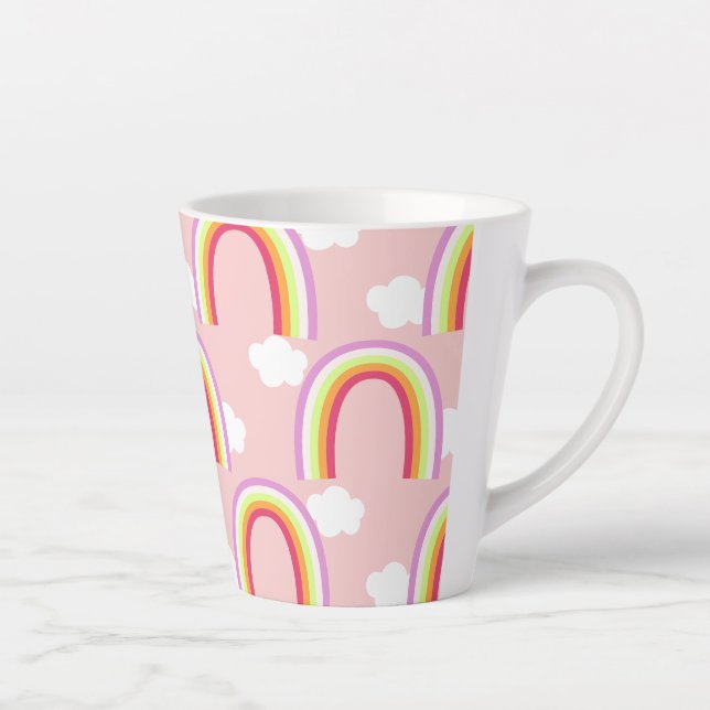 Rainbow with Cloud Pink Latte Mug (Right)