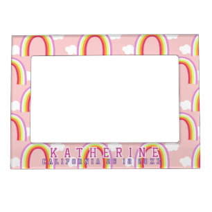 Rainbow with Cloud Pink Magnetic Frame