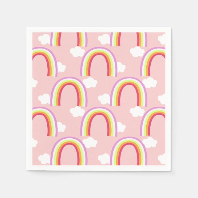 Rainbow with Cloud Pink Napkins (Front)