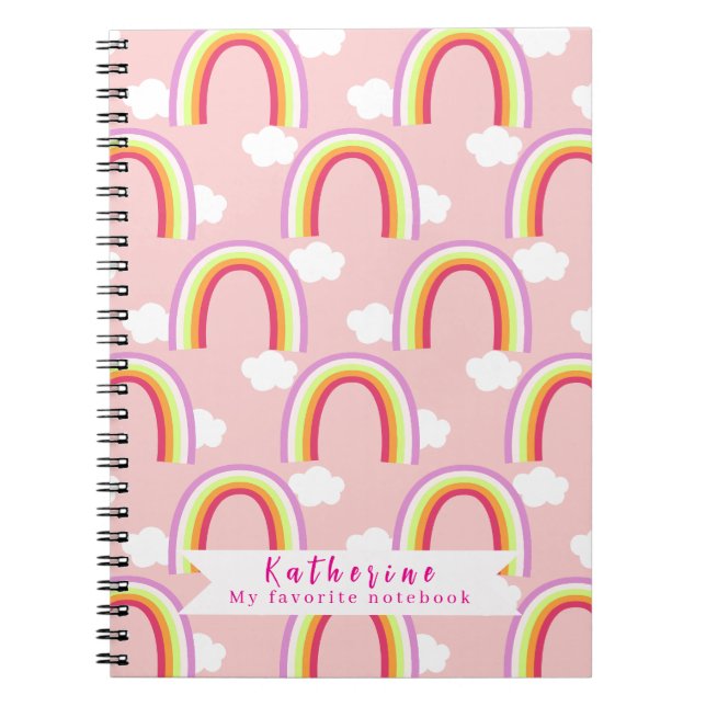 Rainbow with Cloud Pink Notebook (Front)