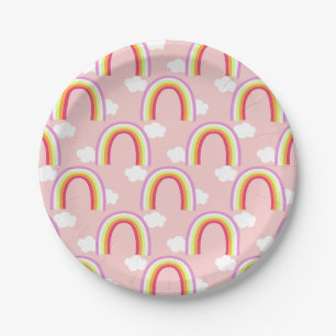 Rainbow with Cloud Pink Paper Plates
