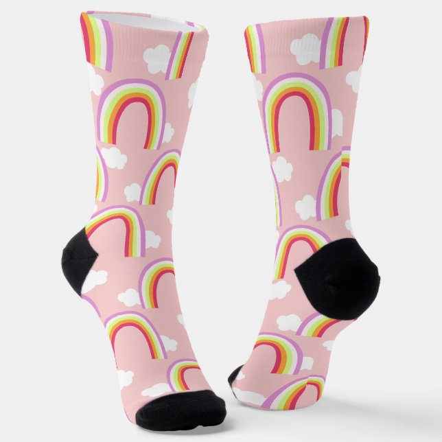Rainbow with Cloud Pink Socks (Angled)