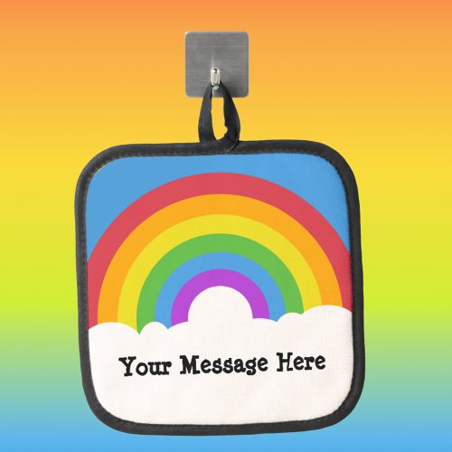 Rainbow with Clouds Custom Message Pot Holder