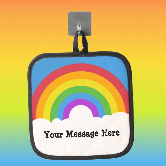 Rainbow with Clouds Custom Message Pot Holder (Creator Uploaded)