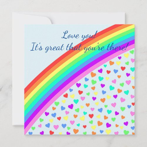 Rainbow with colorful hearts _ Love you Holiday Card