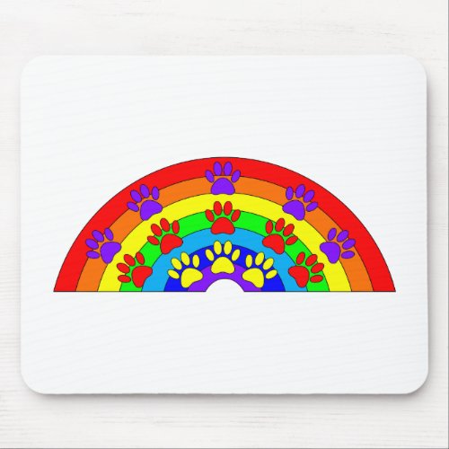 Rainbow With Dog Paw Prints Mouse Pad