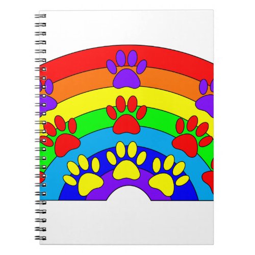 Rainbow With Dog Paw Prints Notebook