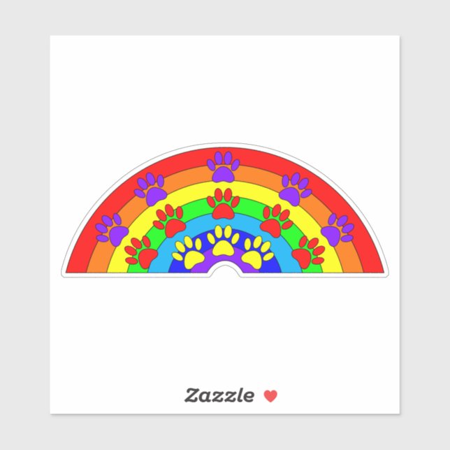 Rainbow With Dog Paw Prints Sticker (Sheet)