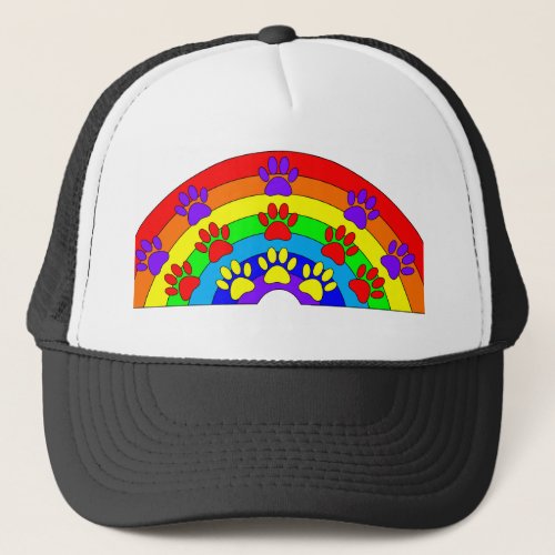 Rainbow With Dog Paw Prints Trucker Hat