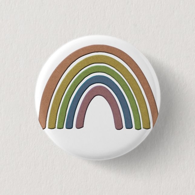 Rainbow With Faux Rustic Paper Texture Button (Front)