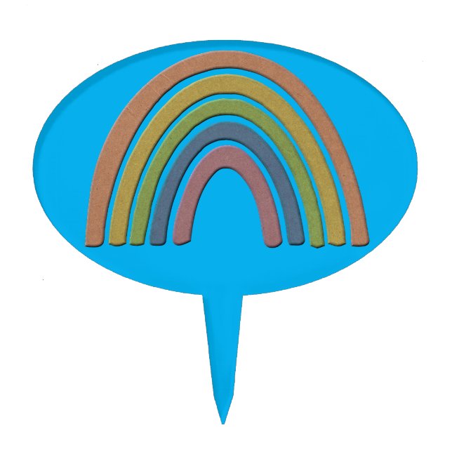Rainbow With Faux Rustic Paper Texture Cake Topper (Front)