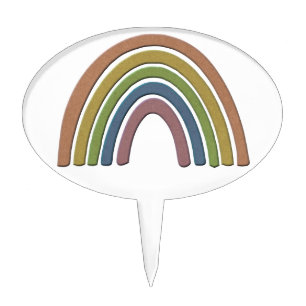 Rainbow With Faux Rustic Paper Texture Cake Topper