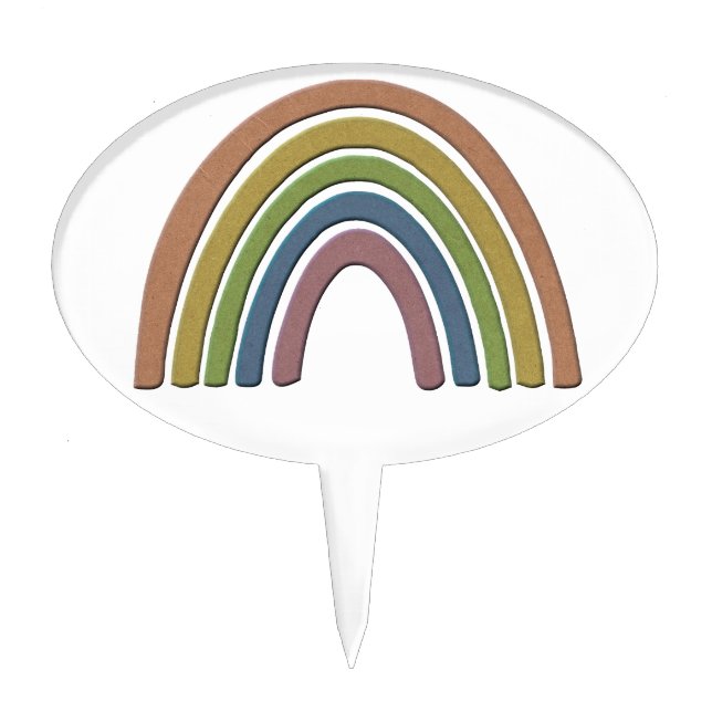 Rainbow With Faux Rustic Paper Texture Cake Topper (Front)