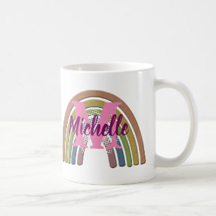 Rainbow With Faux Rustic Paper Texture Custom Name Coffee Mug